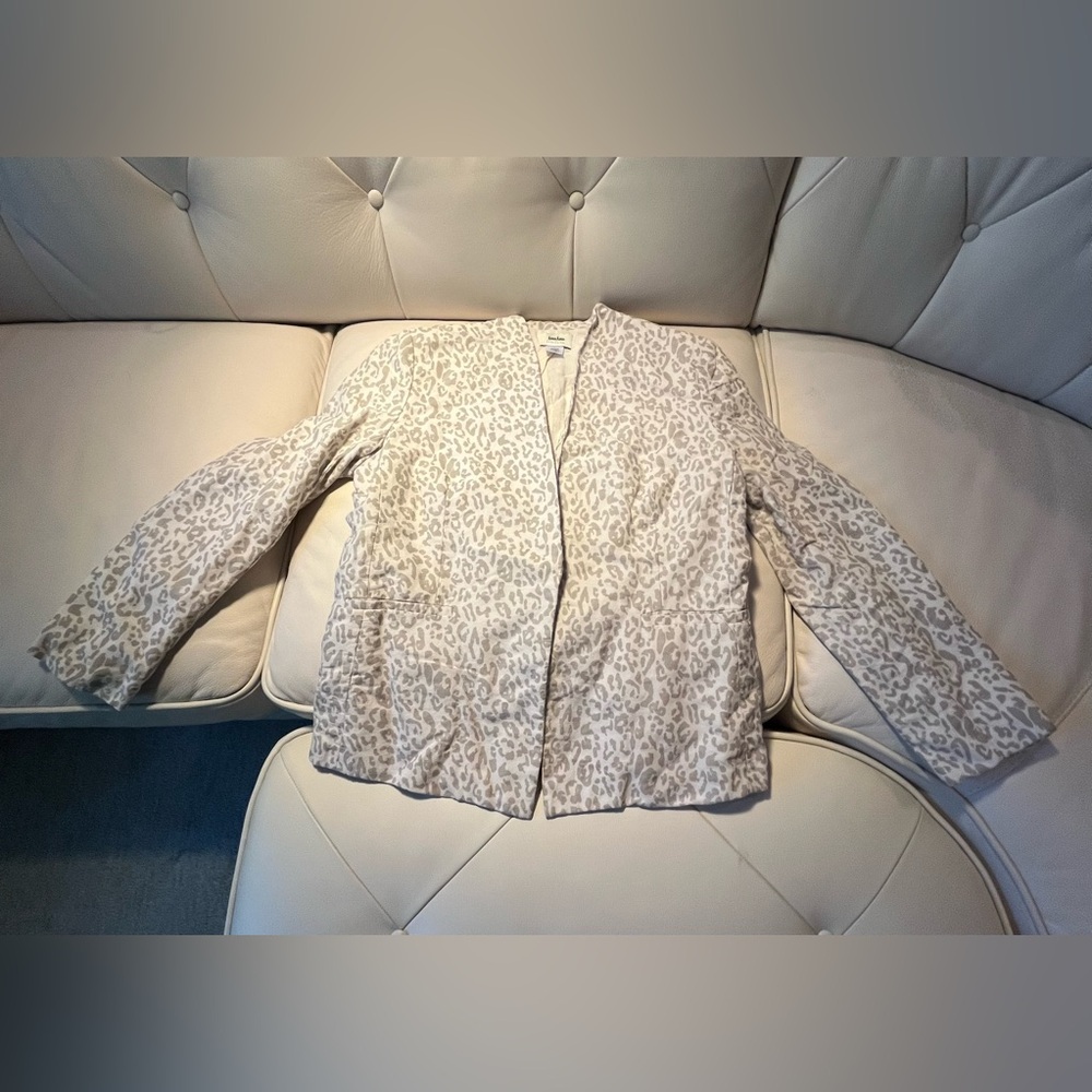Neiman Marcus Cream Leopard Print Blazer